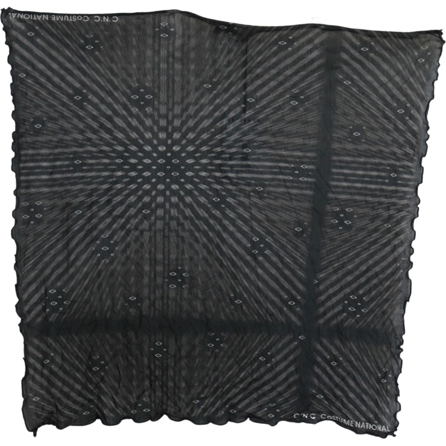 Costume National Black Gray Viscose Foulard Branded Scarf