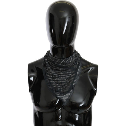 Costume National Black Gray Viscose Foulard Branded Scarf Scarves