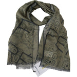 GF Ferre Elegant Patterned Wool-Blend Scarf GF Ferre Dark Olive Green
