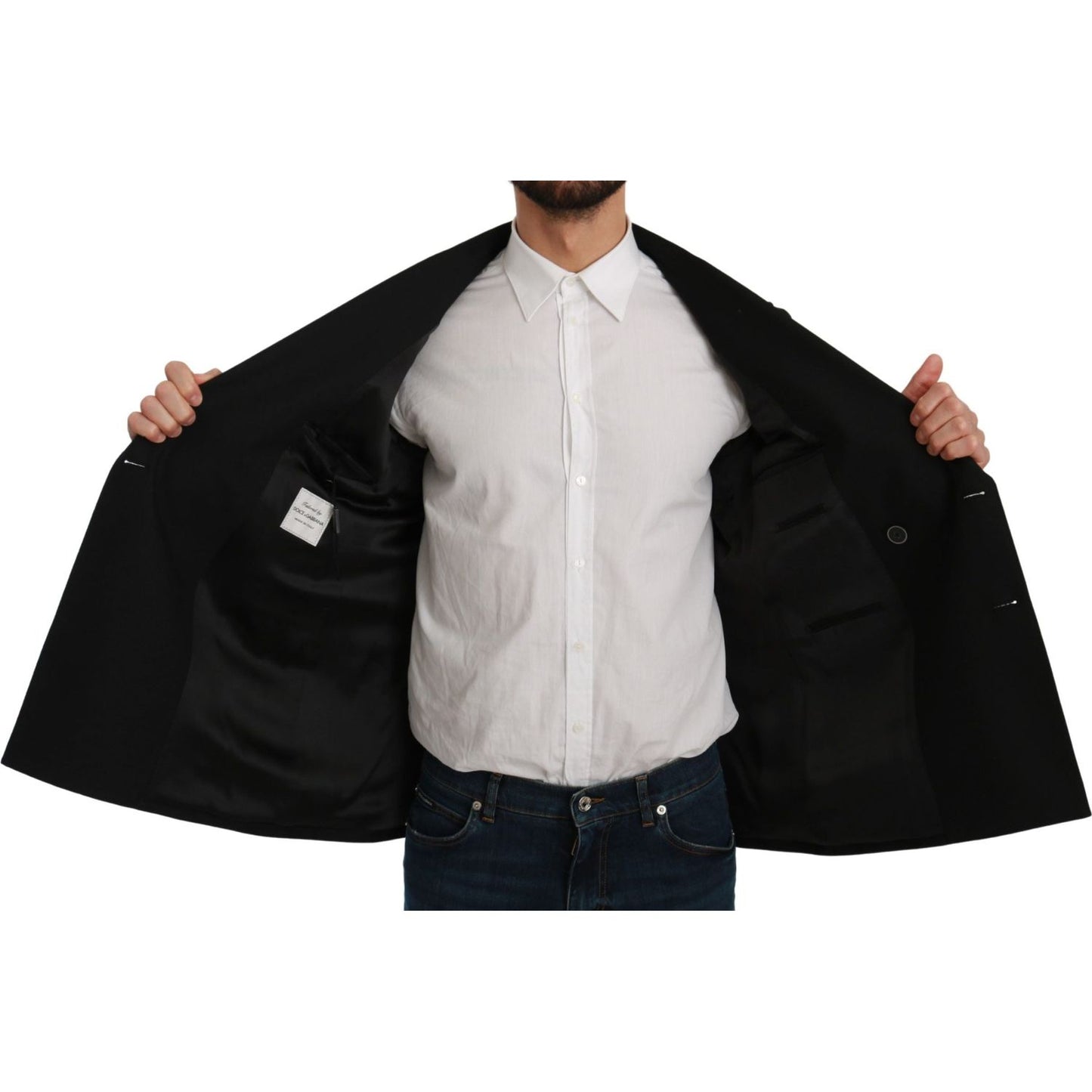 Dolce & Gabbana Black Slim Fit Jacket Coat Wool Blazer KOS1767-54