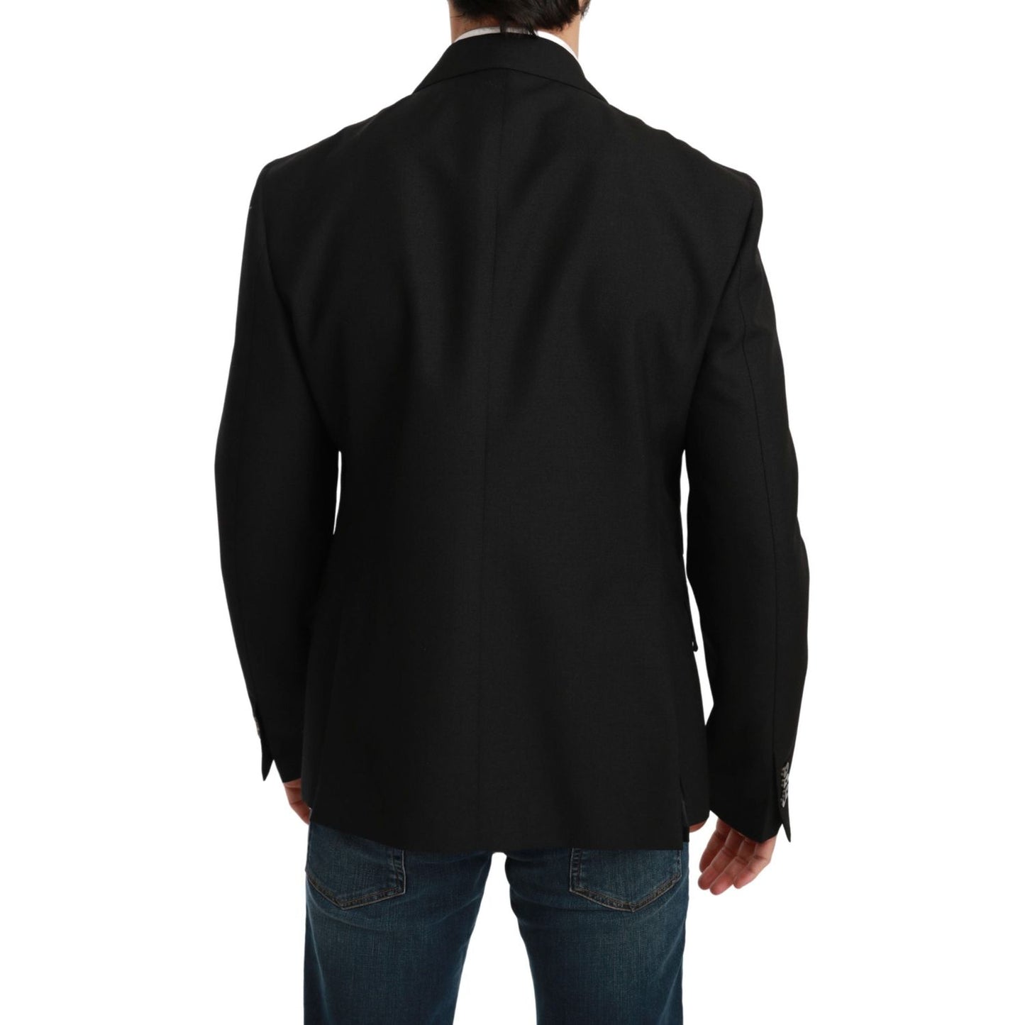 Dolce & Gabbana Black Slim Fit Jacket Coat Wool Blazer KOS1767-54