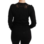 Dolce & Gabbana Black Cashmere Lace Cardigan Sweater