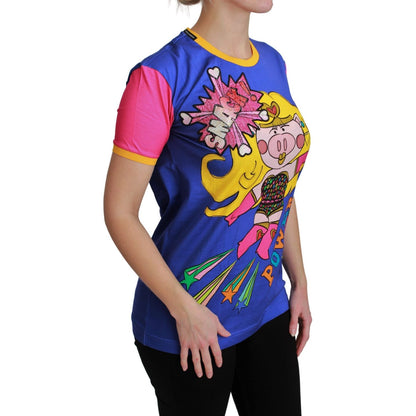 Dolce & Gabbana Purple PIG SUPERGIRL Top Cotton T-shirt