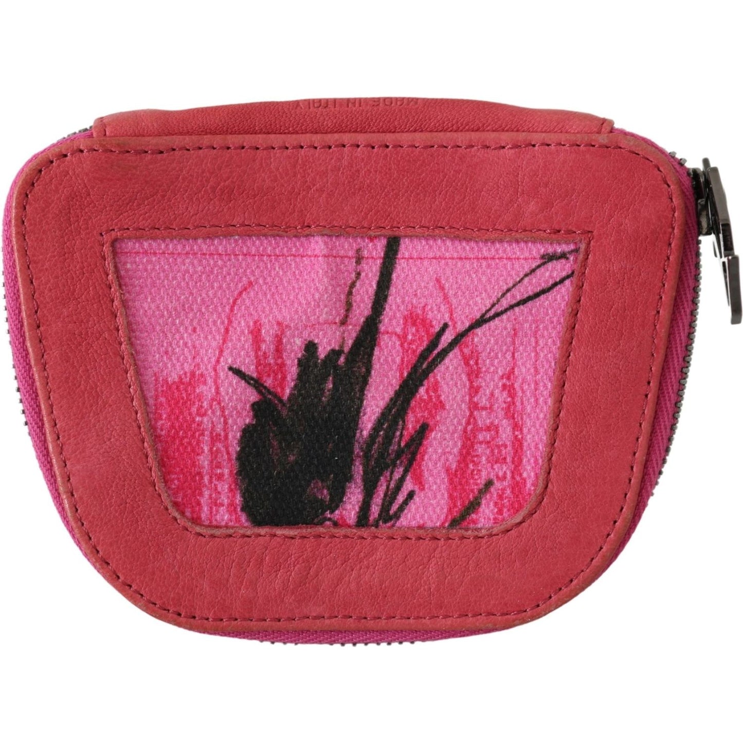 PINKO Pink Suede Printed Coin Holder Women Fabric Zippered Purse Purse