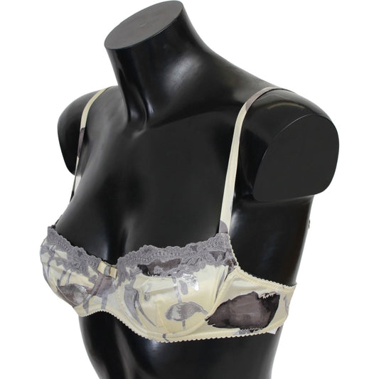 Ermanno Scervino Beige Gray Lace Balconcino Bra Underwear BIK737-IT2