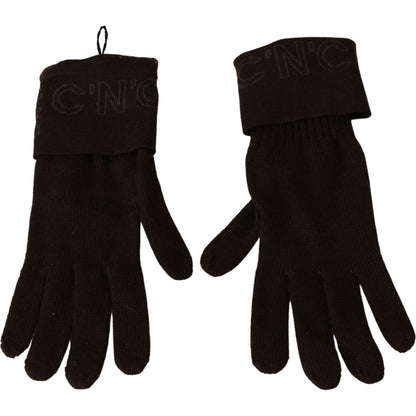 Costume National Brown Wool Knitted One Size Wrist Length Gloves