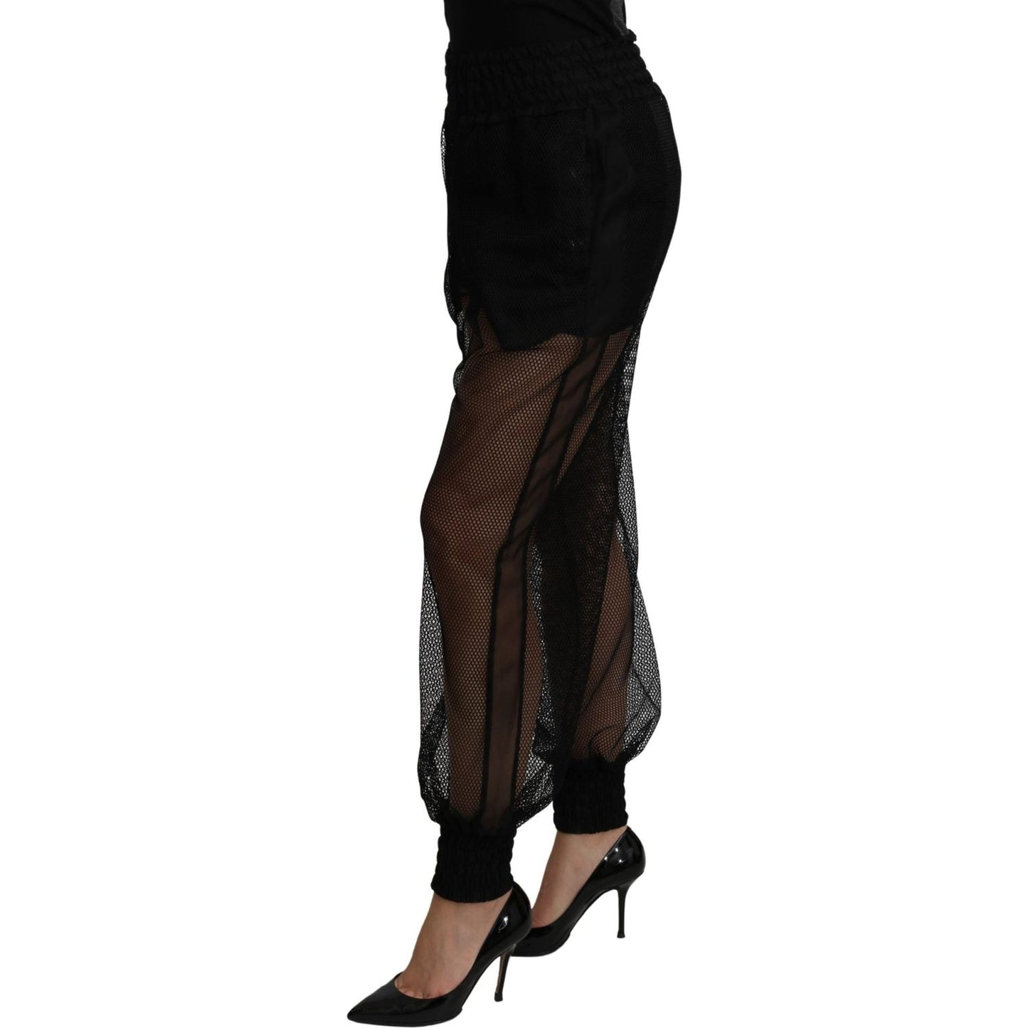 Dolce & Gabbana Black See Through Jogger Polyester Pants