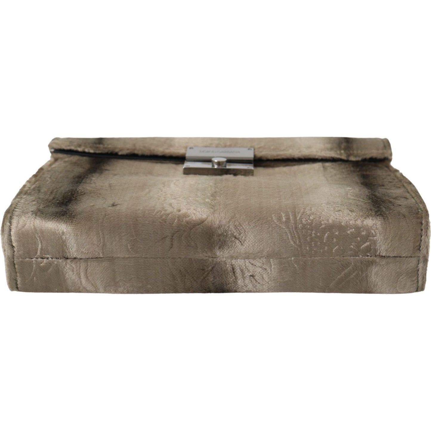Dolce & Gabbana Beige Velvet Floral Leather Men Document Briefcase VAS9860