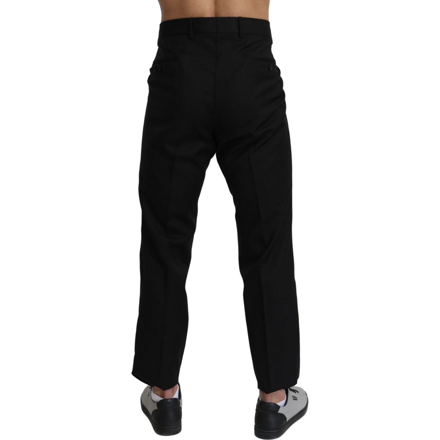 Dolce & Gabbana Black Cotton Wool Formal Dress Pants Jeans & Pants