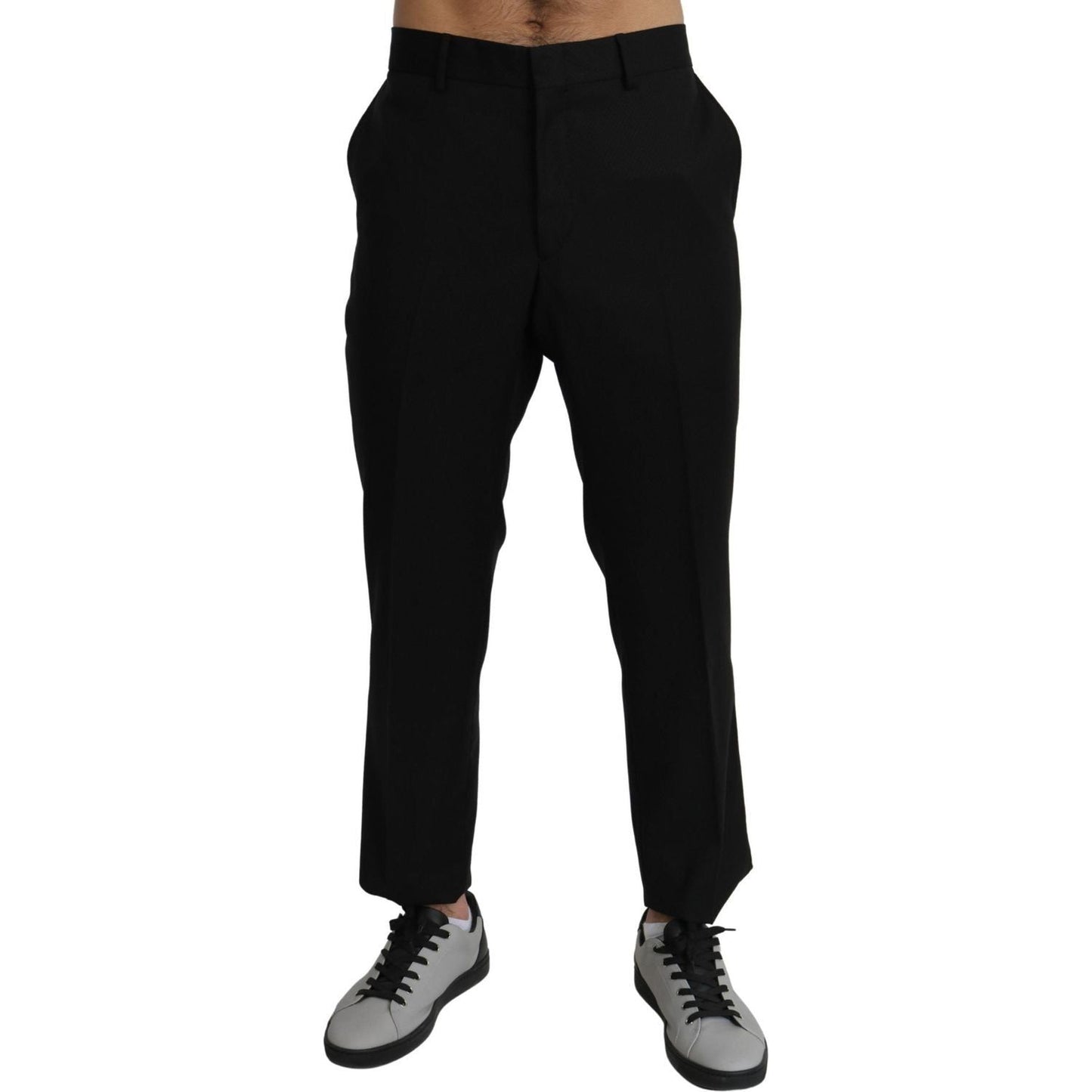 Dolce & Gabbana Black Cotton Wool Formal Dress Pants Jeans & Pants