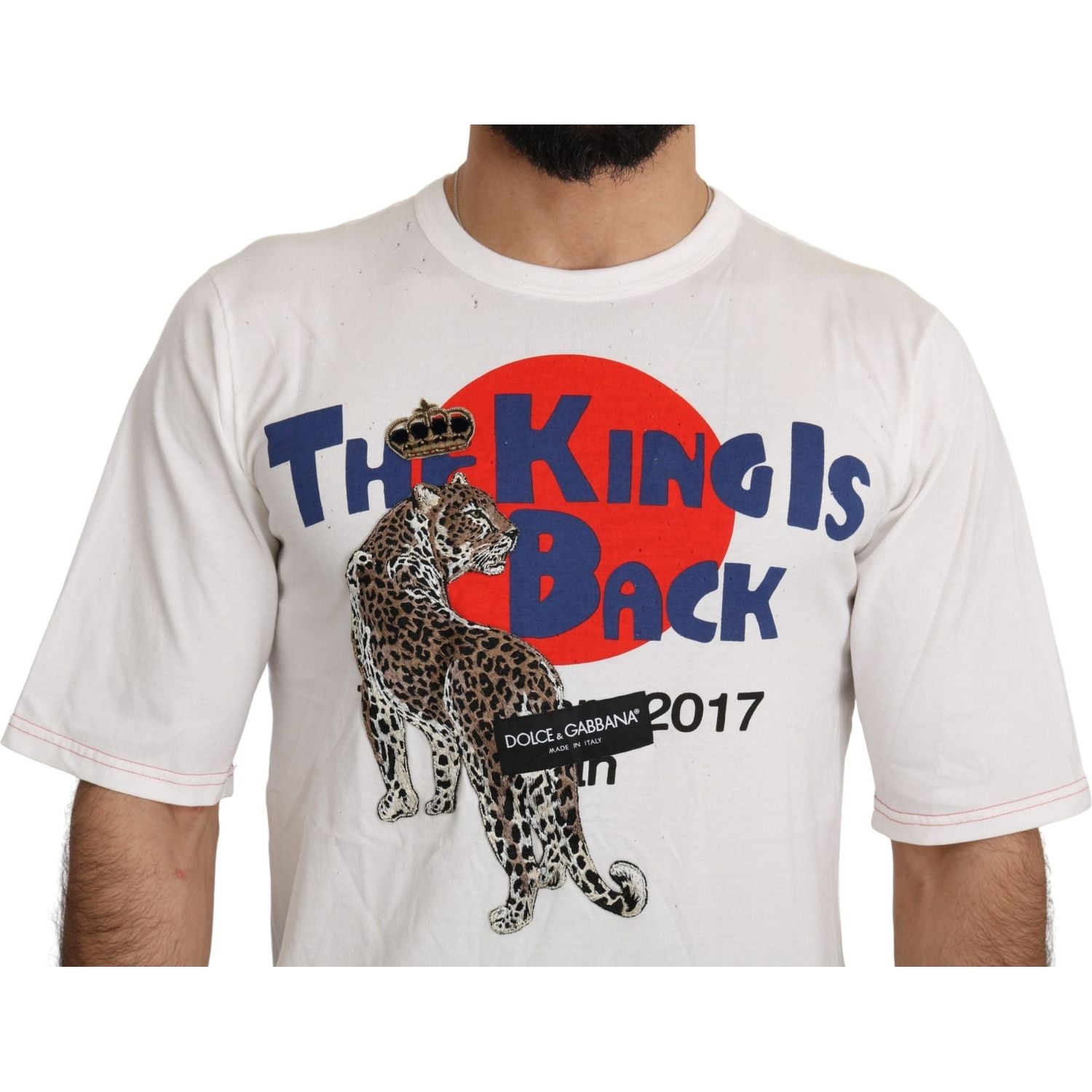 تي شيرت دولتشي آند غابانا بقصّة Slim Fit بطبعة جلد النمر