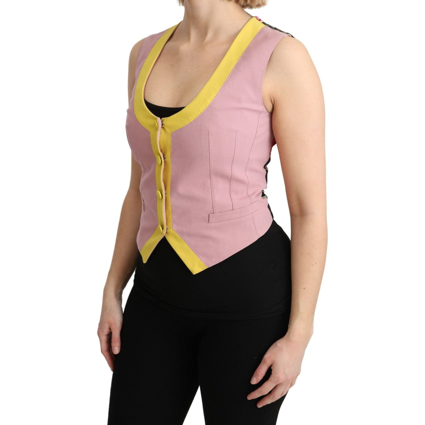 Dolce & Gabbana Pink Sleeveless Waistcoat Vest Cotton Top