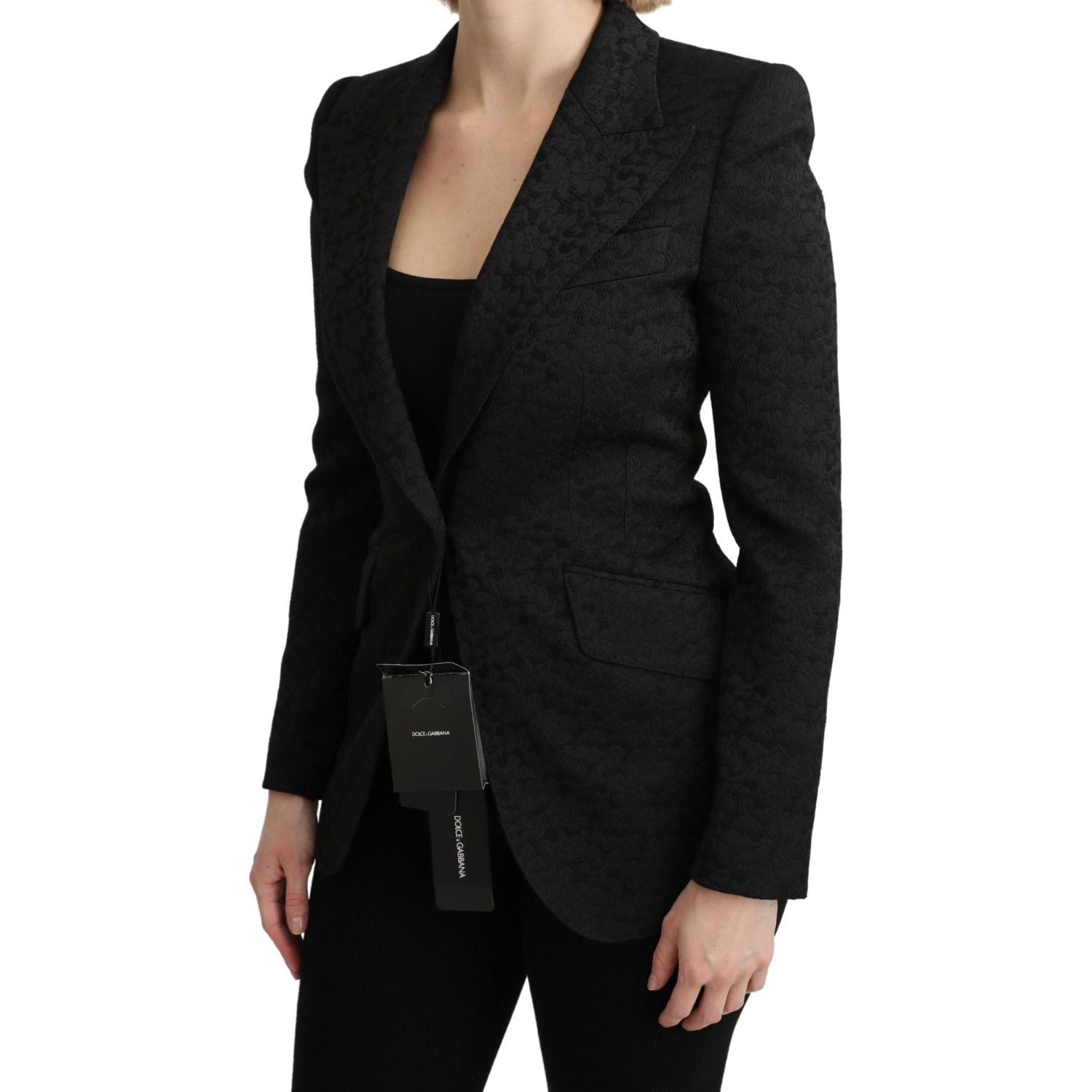 سترة دولتشي آند غابانا الأنيقة ذات الصدر الواحد والمطرزة باللون الأسود