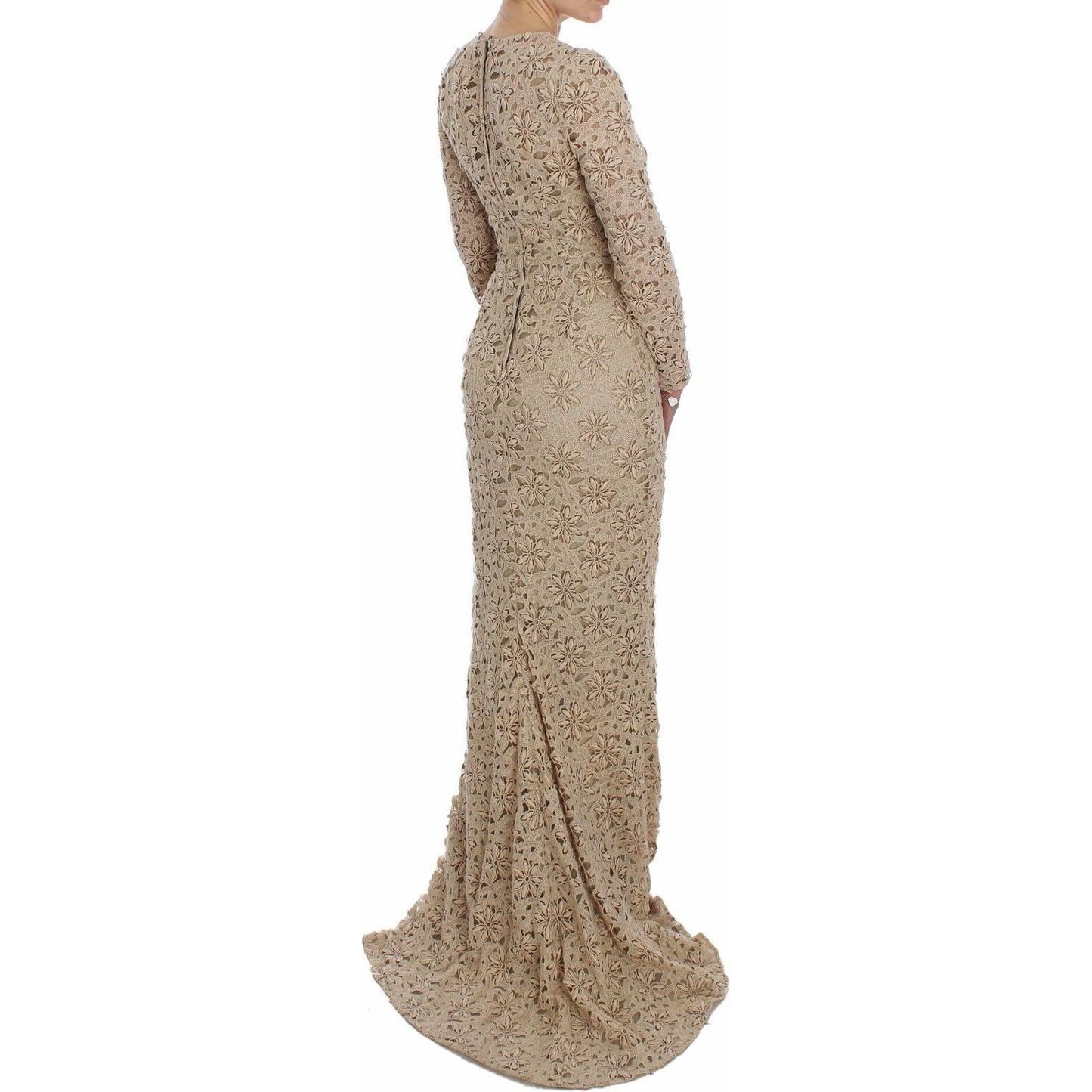 Dolce & Gabbana Beige Floral Lace Sheath Maxi Dress NOC10124-40
