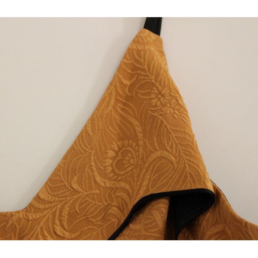 فستان FILOS حرير بدون أكمام باللون البرونزي والأسود