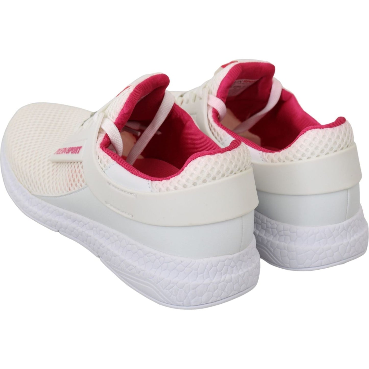 Philipp Plein White Pink Polyester Becky Sneakers Shoes