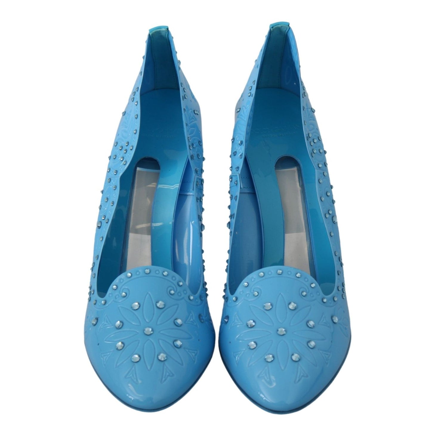 Dolce & Gabbana Blue Crystal Floral CINDERELLA Heels Shoes