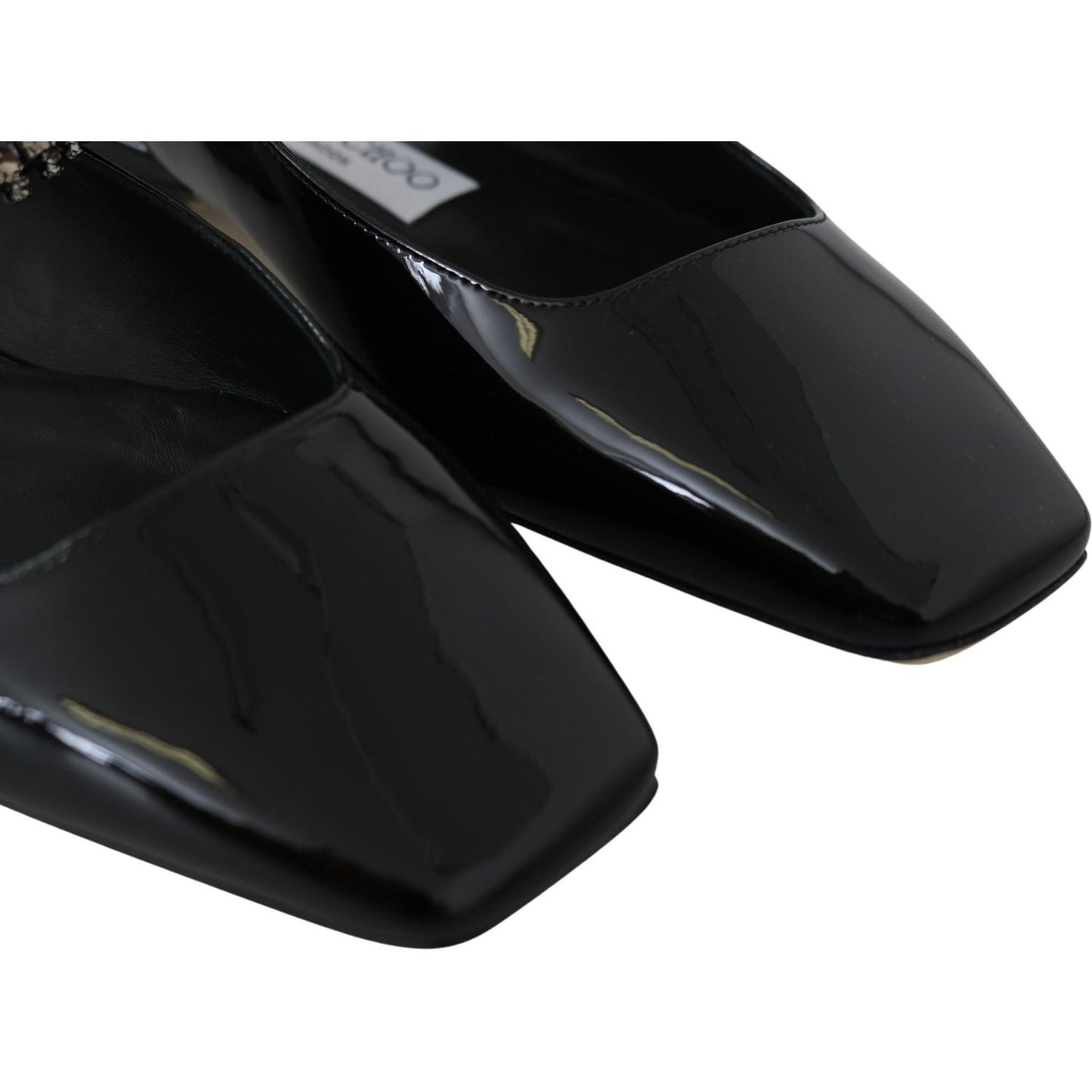 Jimmy Choo Black Patent Leather Mahdis Flat Shoes