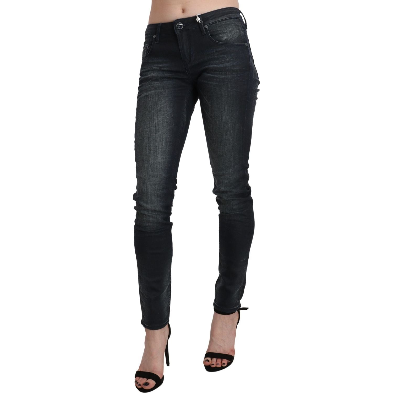 Acht Black Washed Low Waist Skinny Denim Trouser