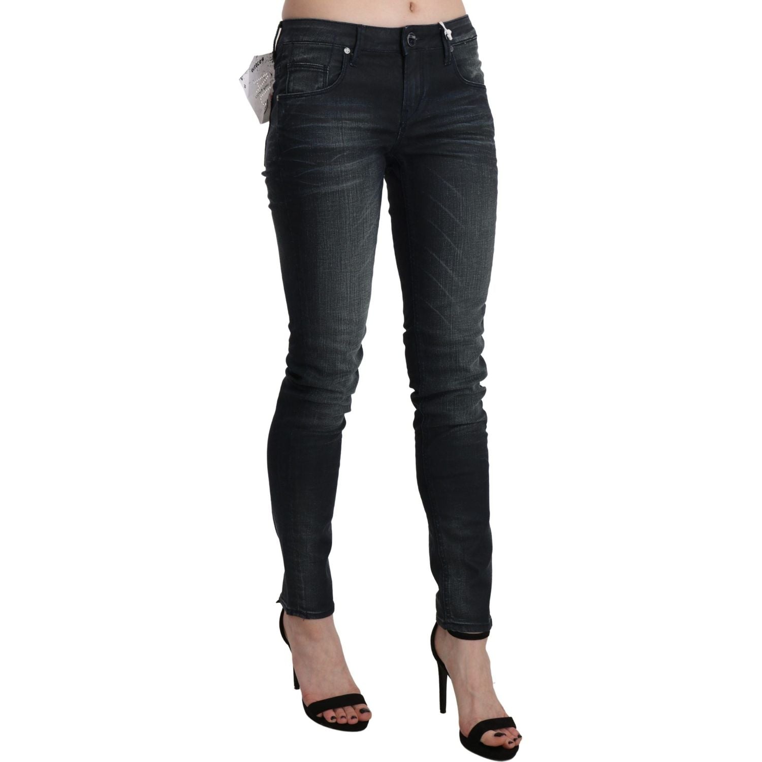 Acht Black Washed Low Waist Skinny Denim Trouser