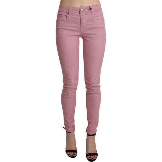 Acht Pink Mid Waist Skinny Stretch Denim Pant