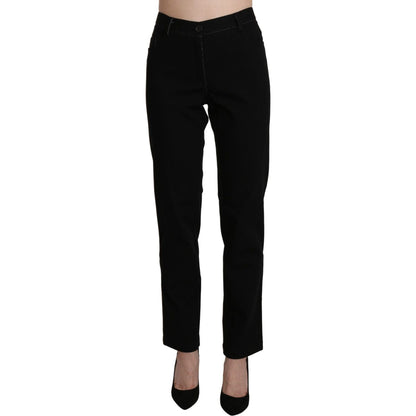 BENCIVENGA Black High Waist Straight Casual Trouser Pant Jeans & Pants