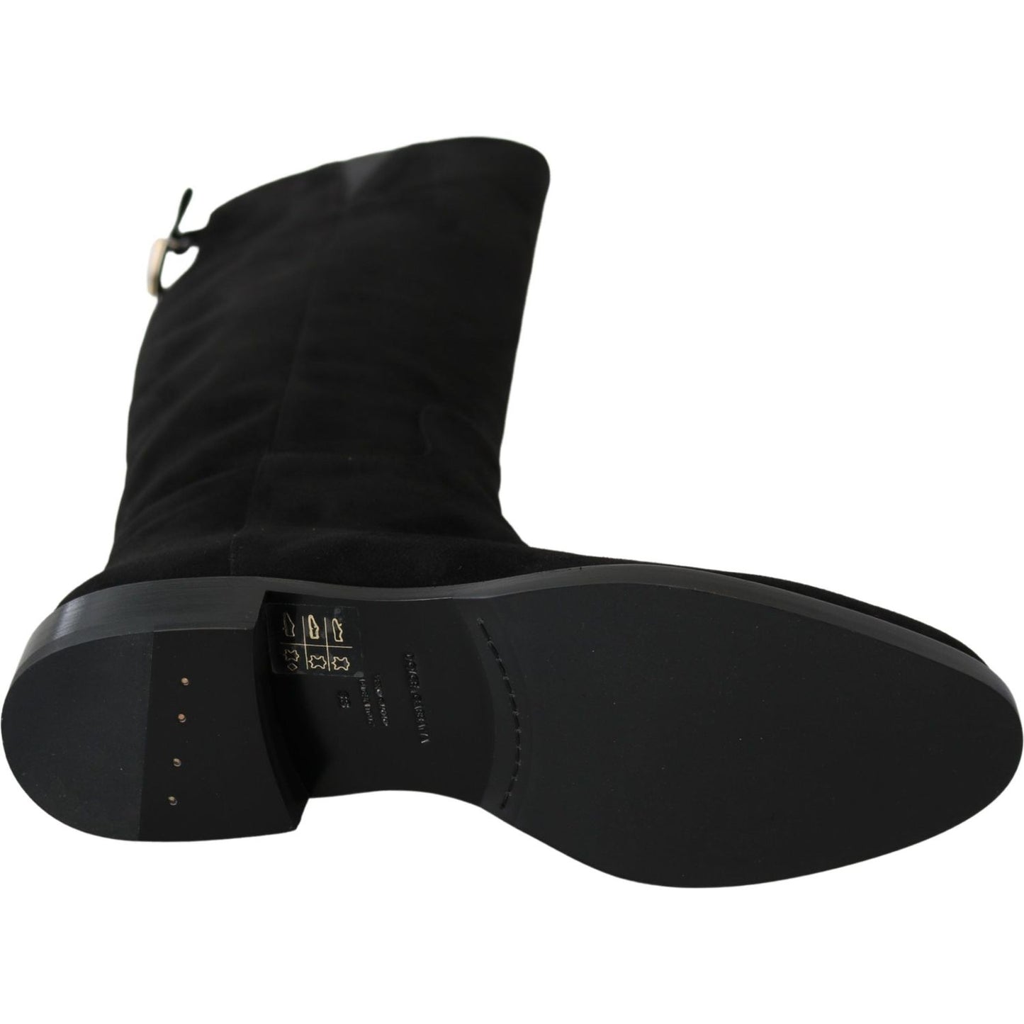 Dolce & Gabbana Black Suede Knee High Flat Boots Shoes1728,67345645728,Black,Boots - Shoes,Boots - Women - Shoes,Dolce & Gabbana,EU35/US4.5,Flat - Boots - Shoes,New with tags,Over The Knee - Boots - Shoes,Shoes,Women,Women - Shoes