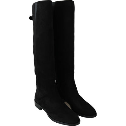 Dolce & Gabbana Black Suede Knee High Flat Boots Shoes1728,67345645728,Black,Boots - Shoes,Boots - Women - Shoes,Dolce & Gabbana,EU35/US4.5,Flat - Boots - Shoes,New with tags,Over The Knee - Boots - Shoes,Shoes,Women,Women - Shoes