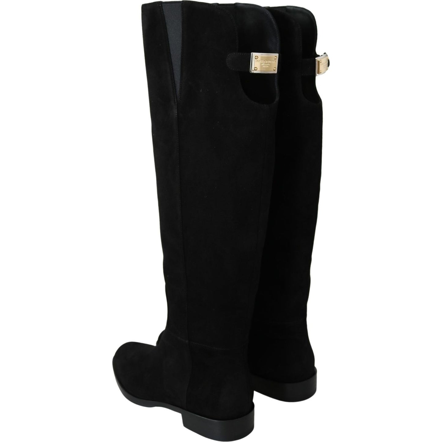 Dolce & Gabbana Black Suede Knee High Flat Boots Shoes1728,67345645728,Black,Boots - Shoes,Boots - Women - Shoes,Dolce & Gabbana,EU35/US4.5,Flat - Boots - Shoes,New with tags,Over The Knee - Boots - Shoes,Shoes,Women,Women - Shoes