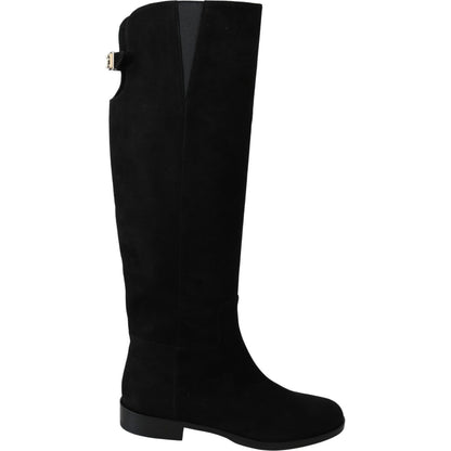 Dolce & Gabbana Black Suede Knee High Flat Boots Shoes1728,67345645728,Black,Boots - Shoes,Boots - Women - Shoes,Dolce & Gabbana,EU35/US4.5,Flat - Boots - Shoes,New with tags,Over The Knee - Boots - Shoes,Shoes,Women,Women - Shoes