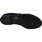 Dolce & Gabbana Blue Velvet Gold Logo Slipper Loafers Shoes