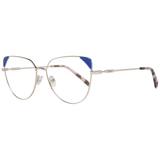 Emilio Pucci Gold Women Glasses Frame made of metal and plastic with full-rim style, featuring 57 mm lenses width.