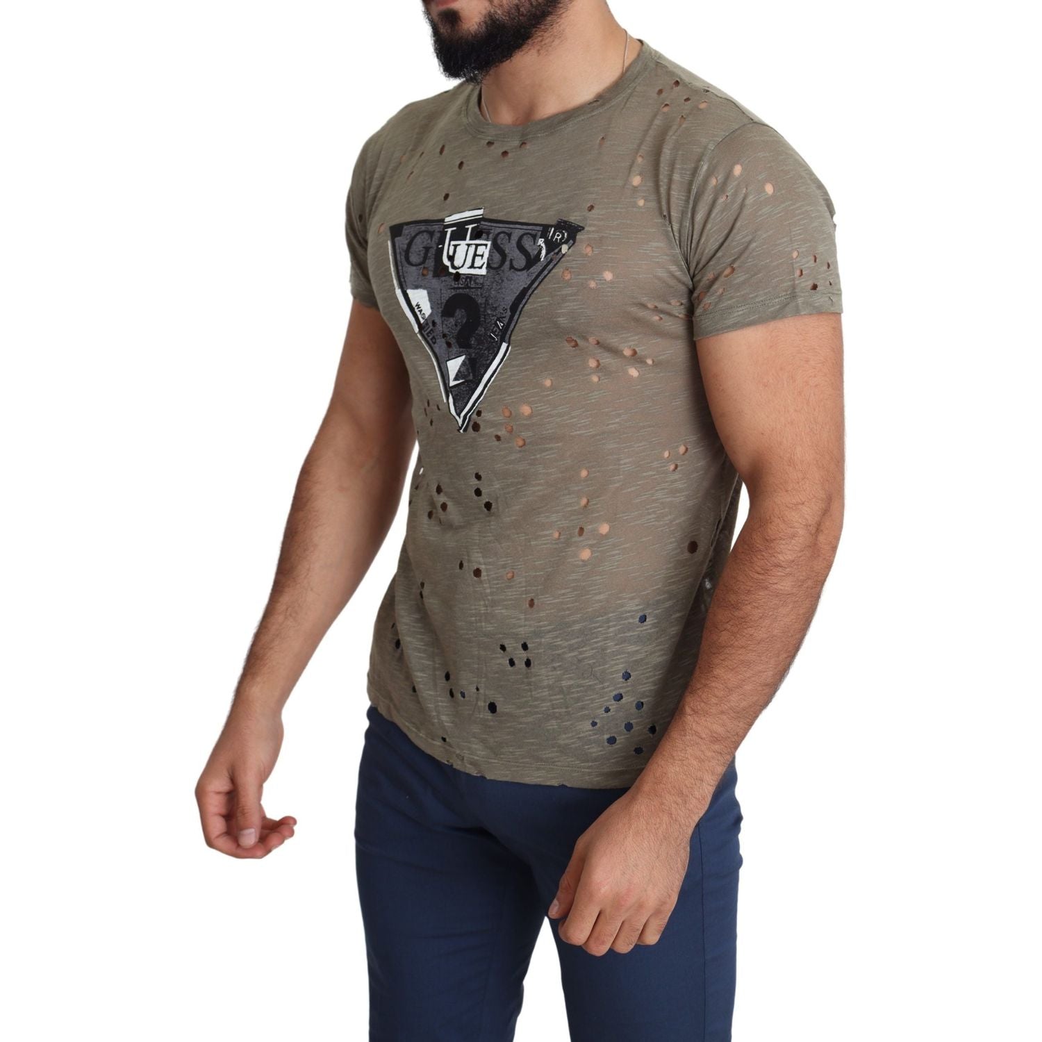 تي شيرت Guess Chic Brown Cotton Stretch T-Shirt