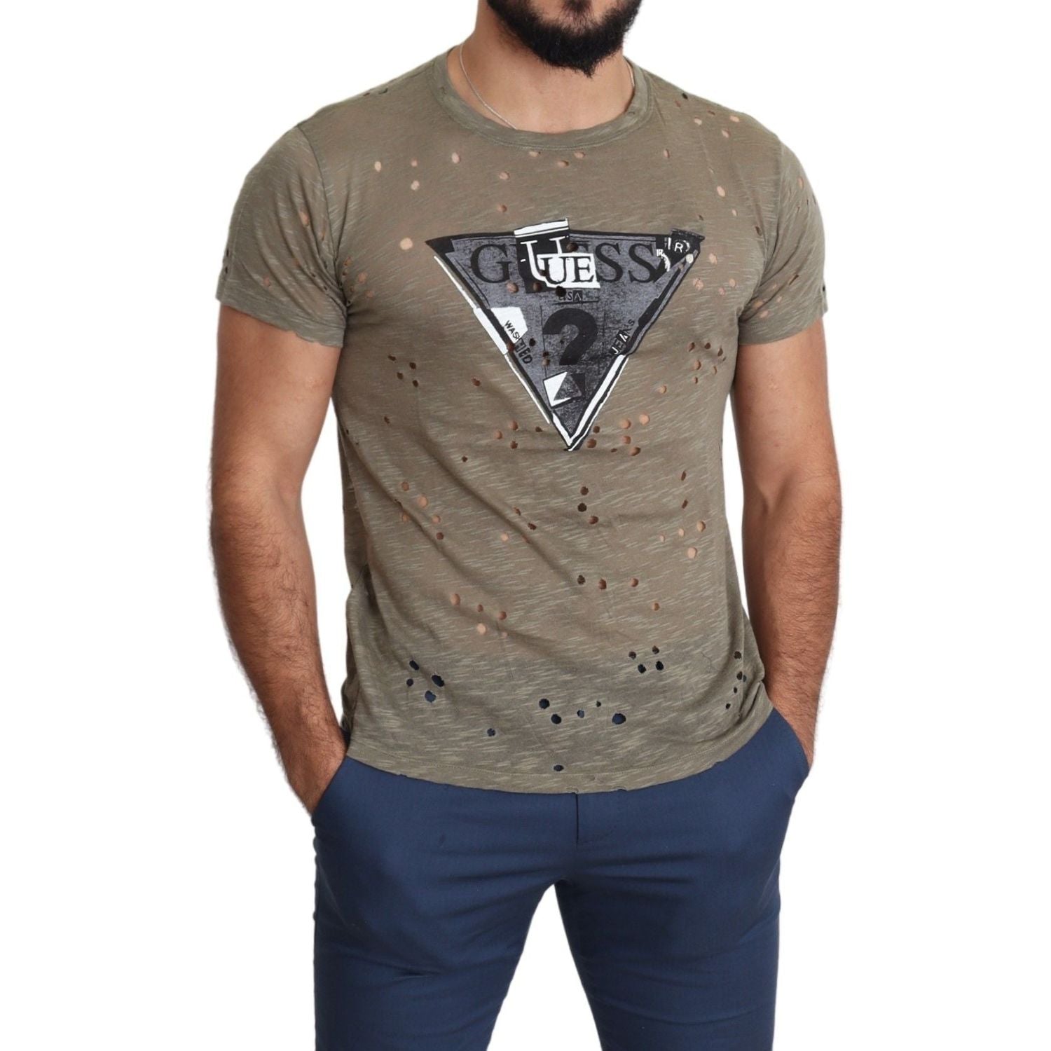 تي شيرت Guess Chic Brown Cotton Stretch T-Shirt