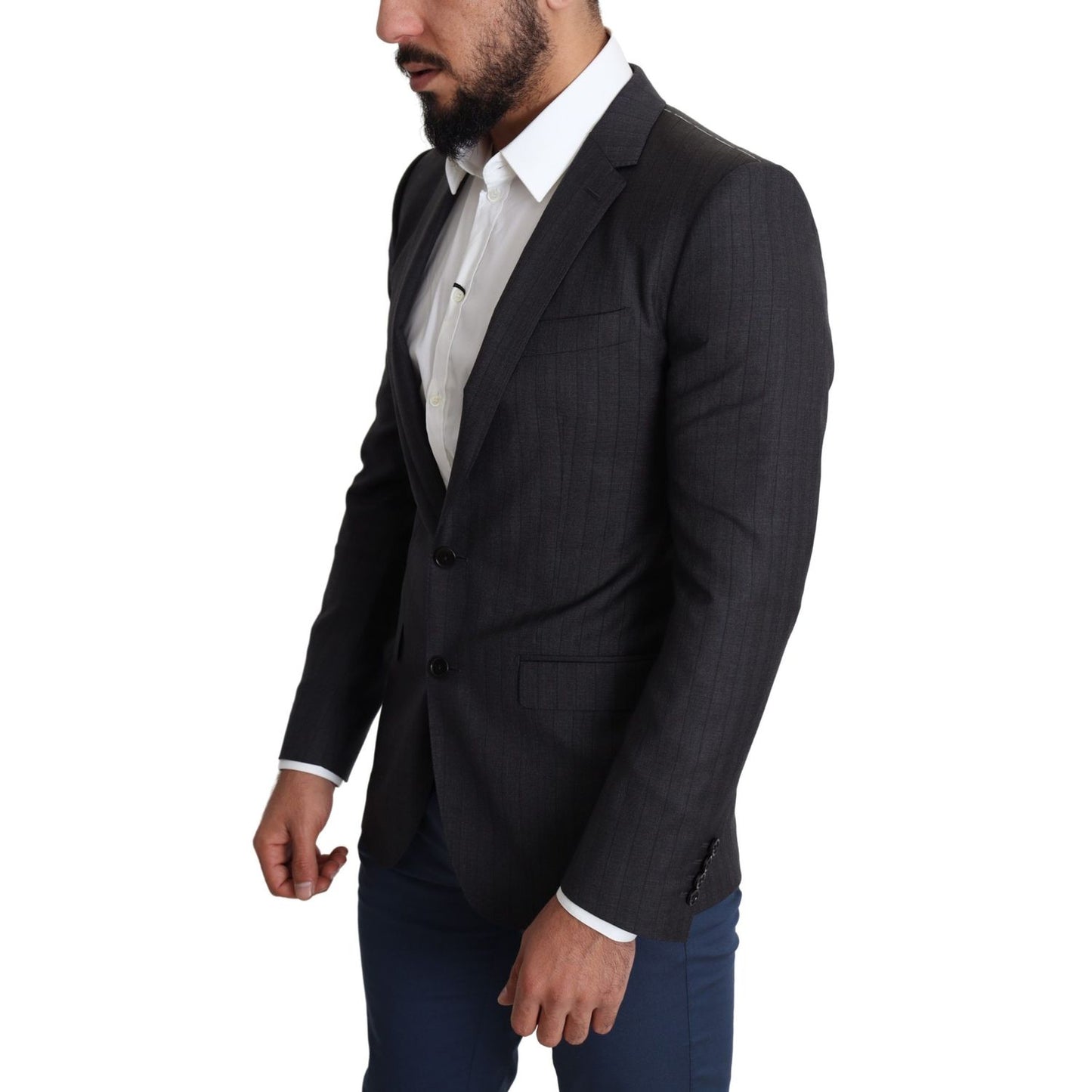 Dolce & Gabbana Black Wool Single Breasted Coat MARTINI Blazer
