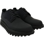 Dolce & Gabbana Black Rubberized Calfskin Chunky Derby Vulcano Shoes