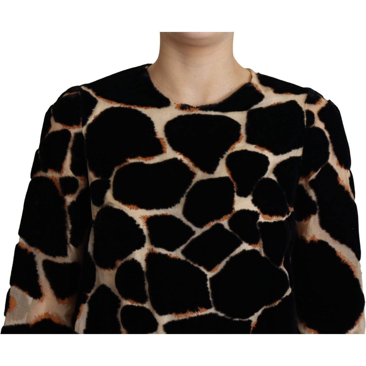 Dolce & Gabbana Black Giraffe Print Shift Mini Dress