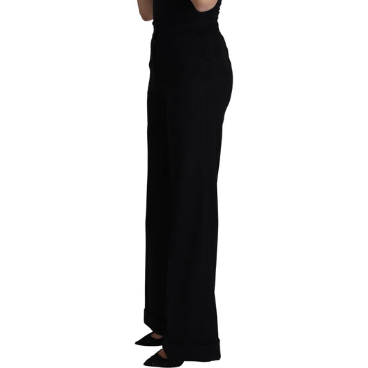 Dolce & Gabbana Black Cashmere Wide Leg Women Trouser Pants Jeans & Pants