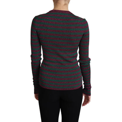 Dolce & Gabbana Multicolor Stripes Crew Neck Pullover Sweater