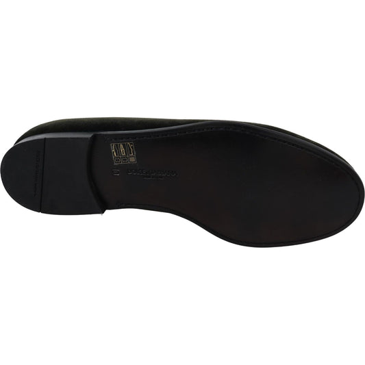 Dolce & Gabbana Green Velvet Slip On Mens Loafers Shoes