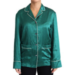 Dolce & Gabbana Green Pyjama Blouse Silk Lounge Sleepwear Top
