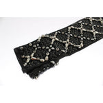 Dolce & Gabbana Black Leather Crystal Beaded Finger Free Gloves