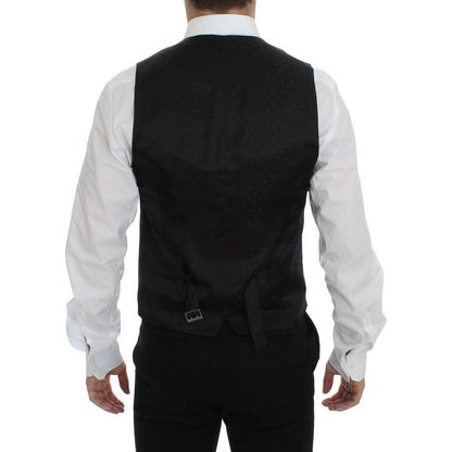 Dolce & Gabbana Black Wool Logo Dress Gilet Vest