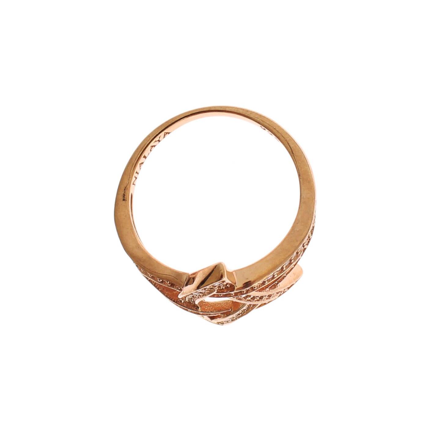 Nialaya Womens Clear CZ Gold 925 Silver Ring