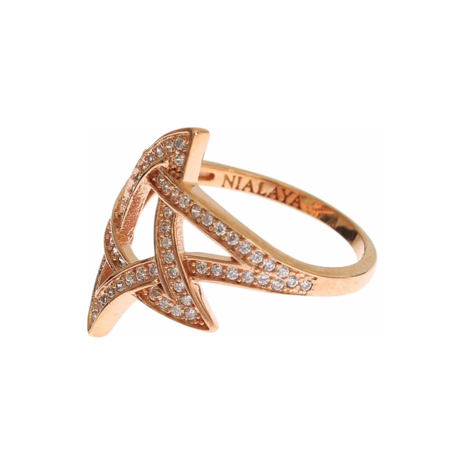 Nialaya Womens Clear CZ Gold 925 Silver Ring