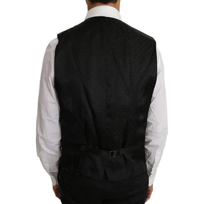 Dolce & Gabbana Black Solid Wool Silk Vest