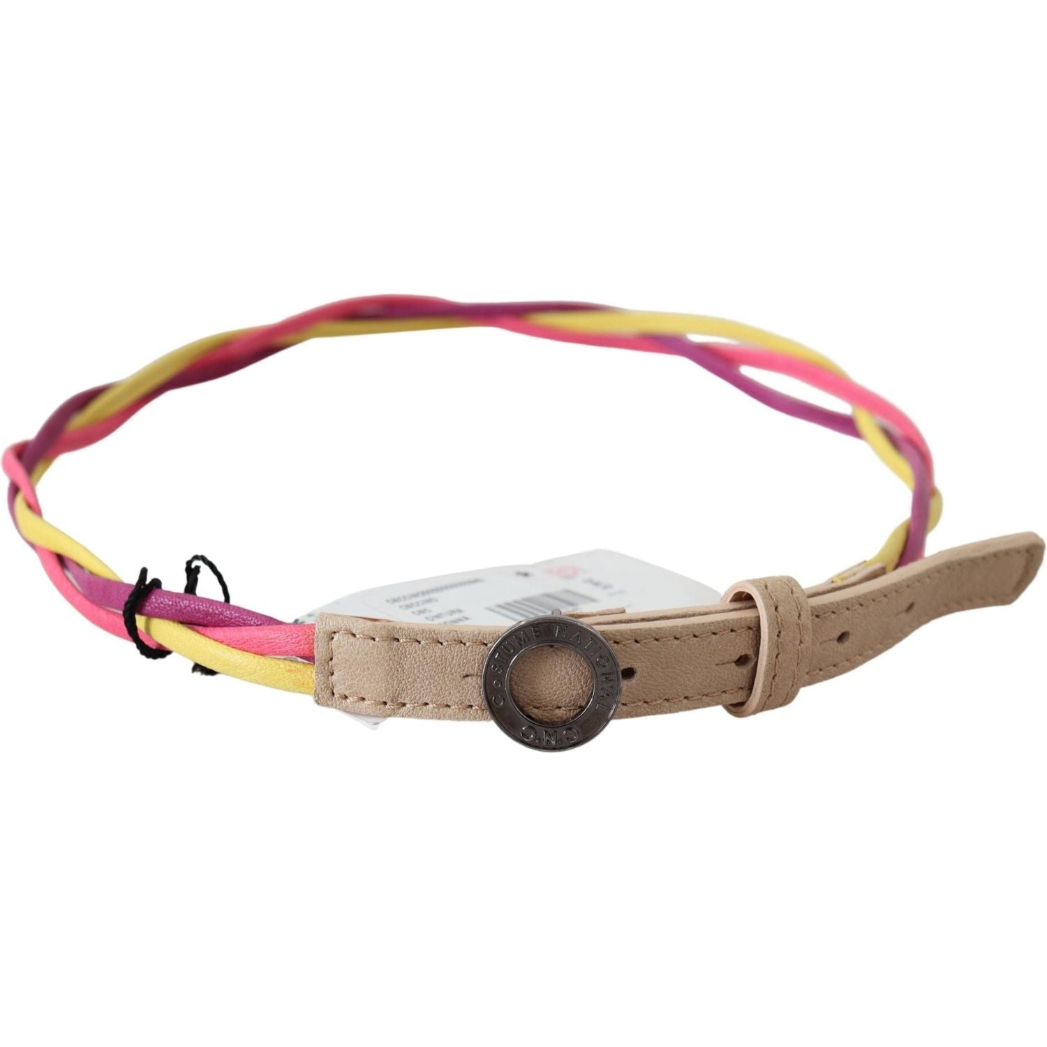 Costume National Multicolor Twisted Leather Circle Buckle Belt
