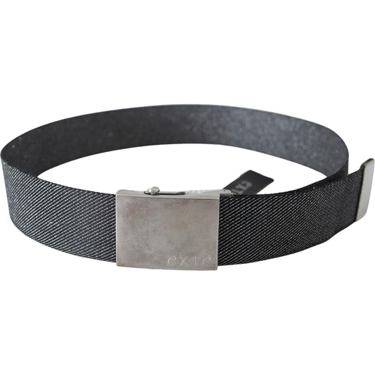 Exte Black Silver Metal Brushed Buckle Waist Belt BEL8071-100