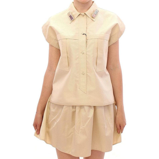 Andrea Incontri Beige Sleeveless Blouse Top GSS10712-3