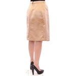 Andrea Incontri Brown Silk Solid Mini Pleated Skirt